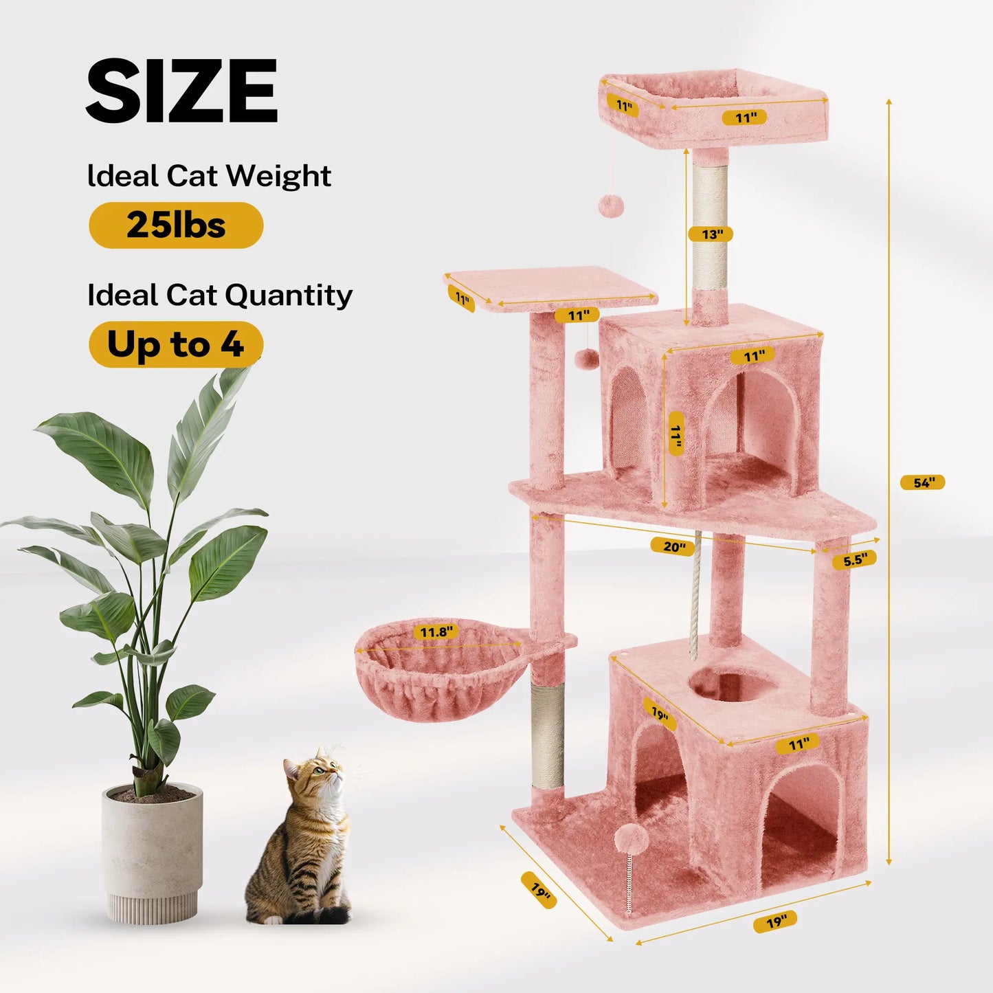 Elegant Cat Tree Tower with Green Leaves - Cozy Plush Condo & Scratching Posts - Purr-fect Indoor Furniture for Your Feline Friend