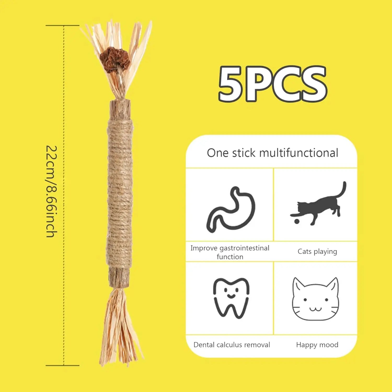 Premium Natural Silvervine Chew Sticks for Cats - Edible Teeth Cleaning Toys and Catnip Alternative
