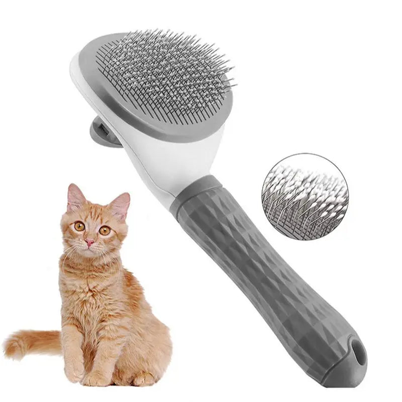 Effortless Pet Hair Removal Comb - Self-Cleaning Slicker Brush for Dogs & Cats, Trending on TikTok