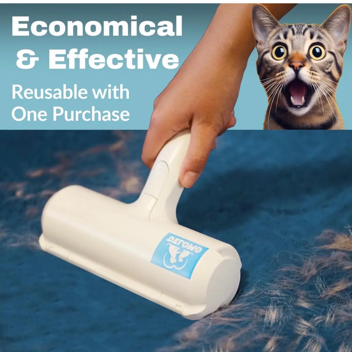 Ultimate Pet Hair Remover - Reusable Lint Roller for Cats & Dogs - Effortlessly Clean Couch, Furniture, Carpet, and Car Seats with Self-Cleaning Base