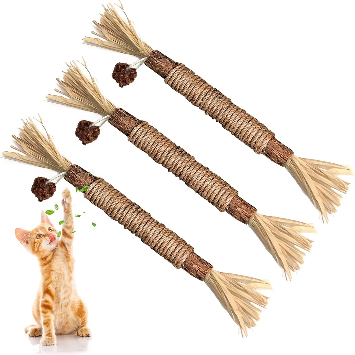 Premium Natural Silvervine Chew Sticks for Cats - Edible Teeth Cleaning Toys and Catnip Alternative