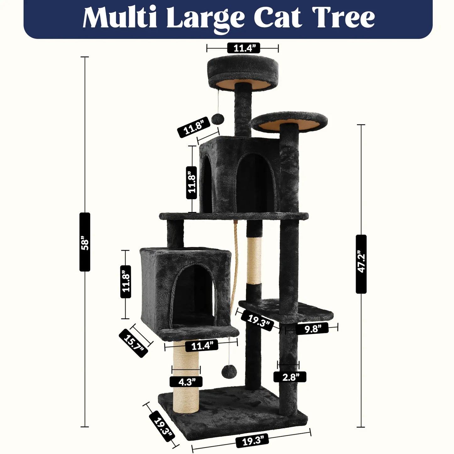 Elegant Cat Tree Tower with Green Leaves - Cozy Plush Condo & Scratching Posts - Purr-fect Indoor Furniture for Your Feline Friend