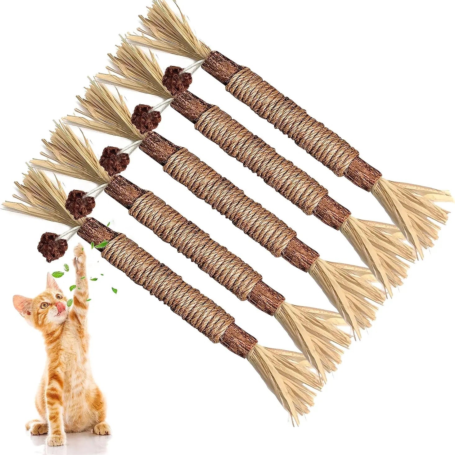 Premium Natural Silvervine Chew Sticks for Cats - Edible Teeth Cleaning Toys and Catnip Alternative