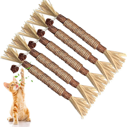 Premium Natural Silvervine Chew Sticks for Cats - Edible Teeth Cleaning Toys and Catnip Alternative
