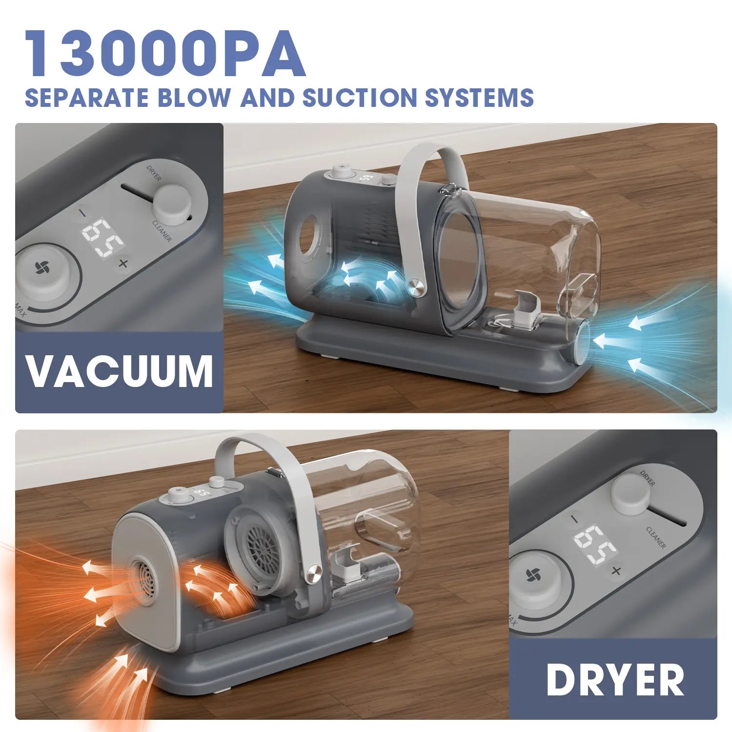 Geoorood All-In-One Dog Grooming Kit with Powerful Vacuum Brush - Lightweight, Stainless Steel Blades & Portable Cleaning Set for Pet Lovers!