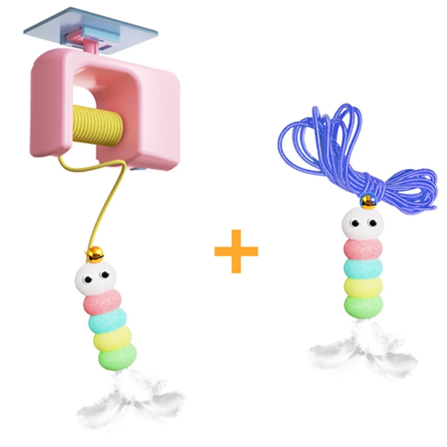Electric Interactive Cat Feather Toy with 2 Replacement Heads - Rechargeable Motorized Teaser for Indoor Kittens and Cats, Promoting Mental and Physical Stimulation