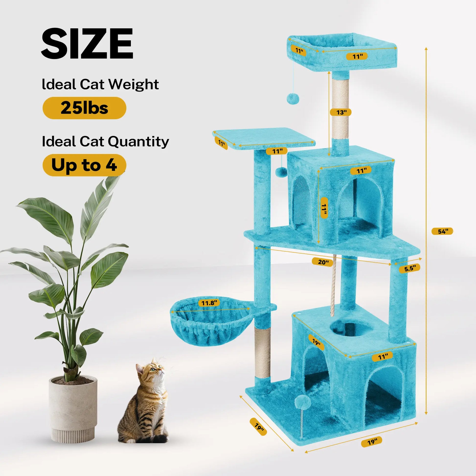 Elegant Cat Tree Tower with Green Leaves - Cozy Plush Condo & Scratching Posts - Purr-fect Indoor Furniture for Your Feline Friend