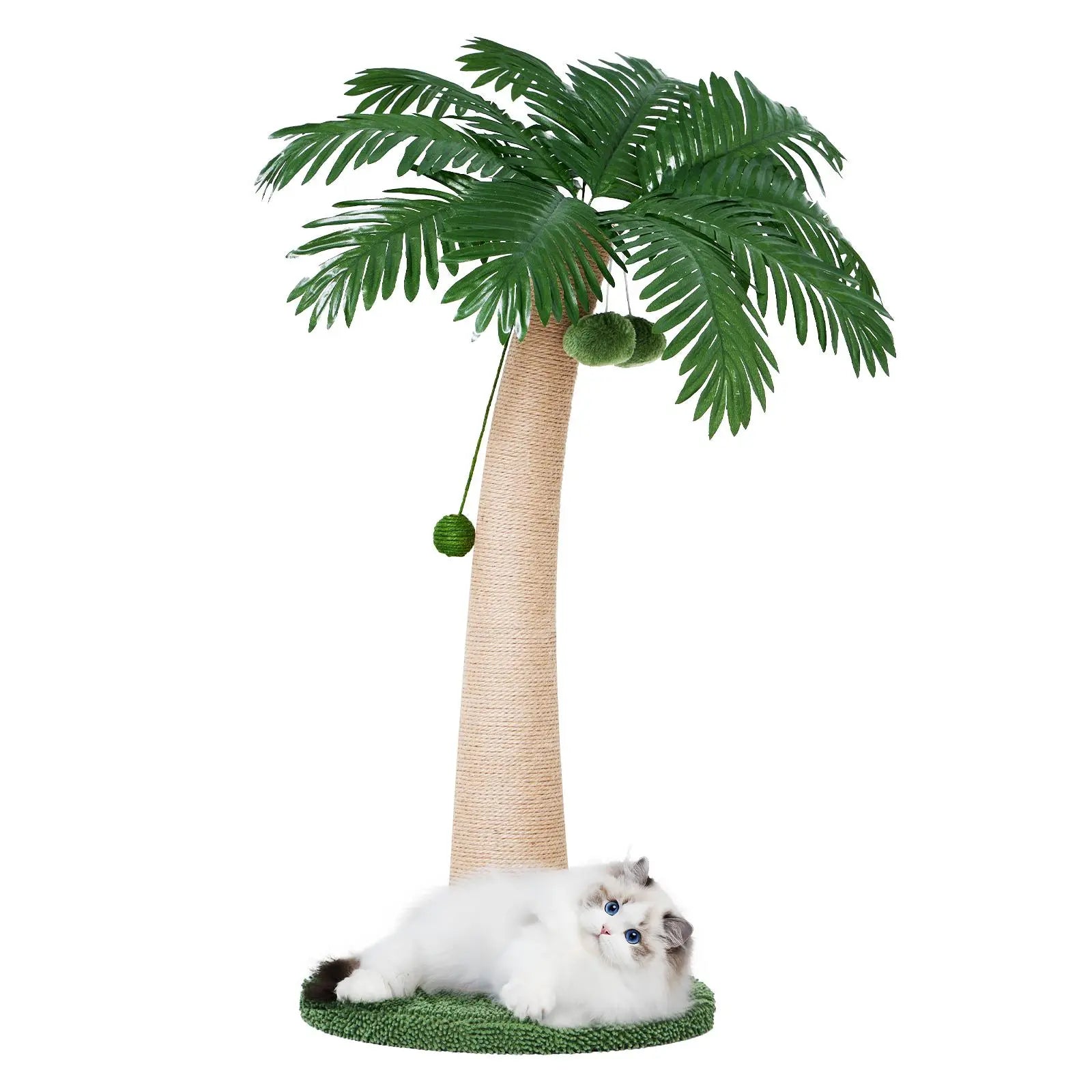 Elegant Cat Tree Tower with Green Leaves - Cozy Plush Condo & Scratching Posts - Purr-fect Indoor Furniture for Your Feline Friend