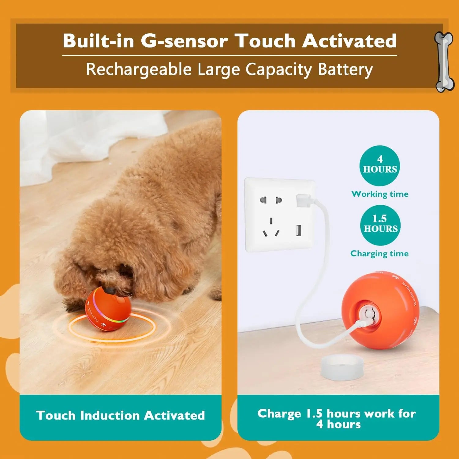 Interactive Motion-Activated Dog Ball - Durable, Rechargeable Rolling Toy for All Dog Sizes!