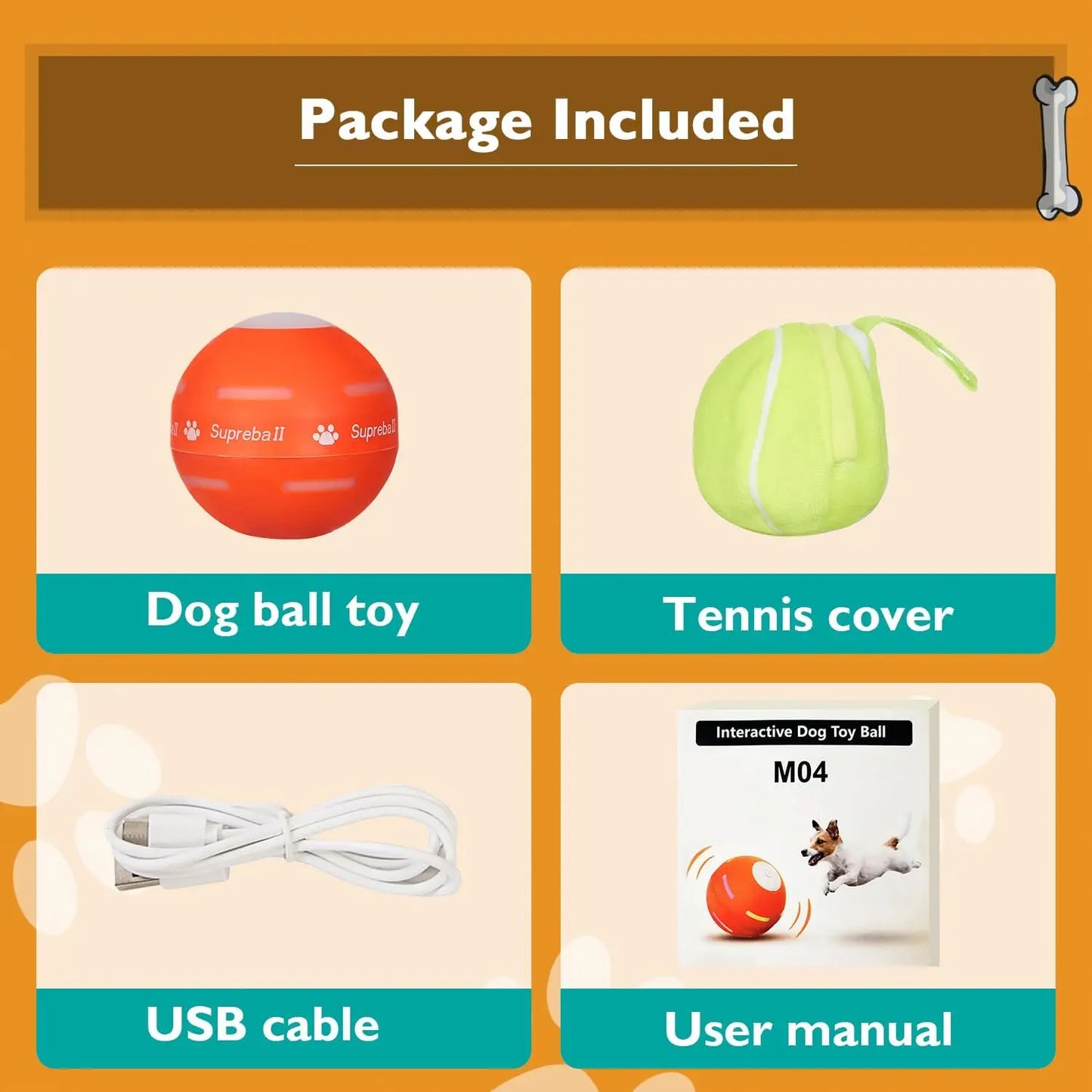 Interactive Motion-Activated Dog Ball - Durable, Rechargeable Rolling Toy for All Dog Sizes!
