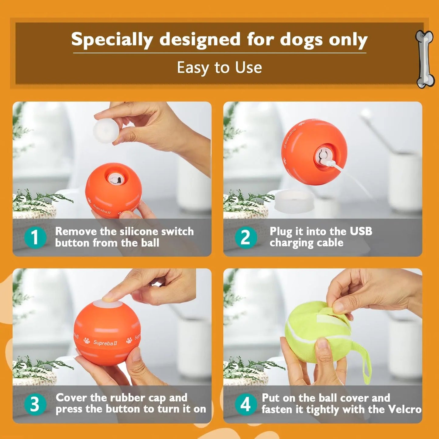 Interactive Motion-Activated Dog Ball - Durable, Rechargeable Rolling Toy for All Dog Sizes!