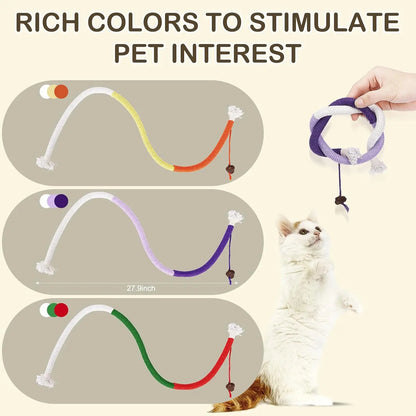 Interactive Catnip Chew Ropes for Indoor Cats - Set of 3, 27.9 Inches, Dental Care Toys for Kittens