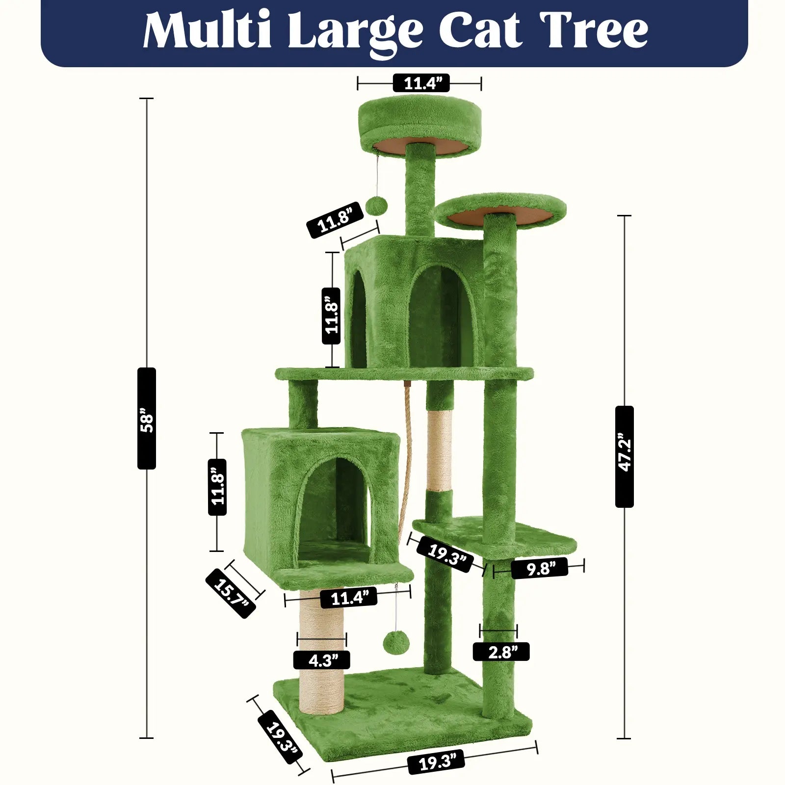 Elegant Cat Tree Tower with Green Leaves - Cozy Plush Condo & Scratching Posts - Purr-fect Indoor Furniture for Your Feline Friend