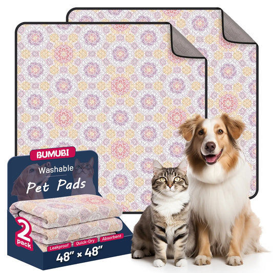 2-Pack Reusable Dog Pee Pads: Super Absorbent, Waterproof & Leak-Proof, Non-Slip, Ideal for Training, Playpens, Crates, Sofas, Cars, Beds & More (Washable)