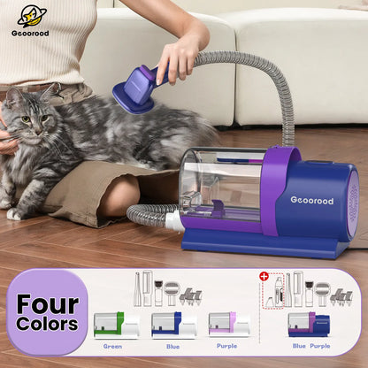 Geoorood All-In-One Dog Grooming Kit with Powerful Vacuum Brush - Lightweight, Stainless Steel Blades & Portable Cleaning Set for Pet Lovers!