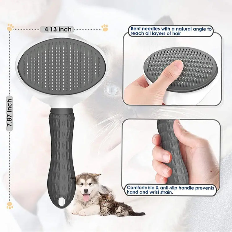 Effortless Pet Hair Removal Comb - Self-Cleaning Slicker Brush for Dogs & Cats, Trending on TikTok