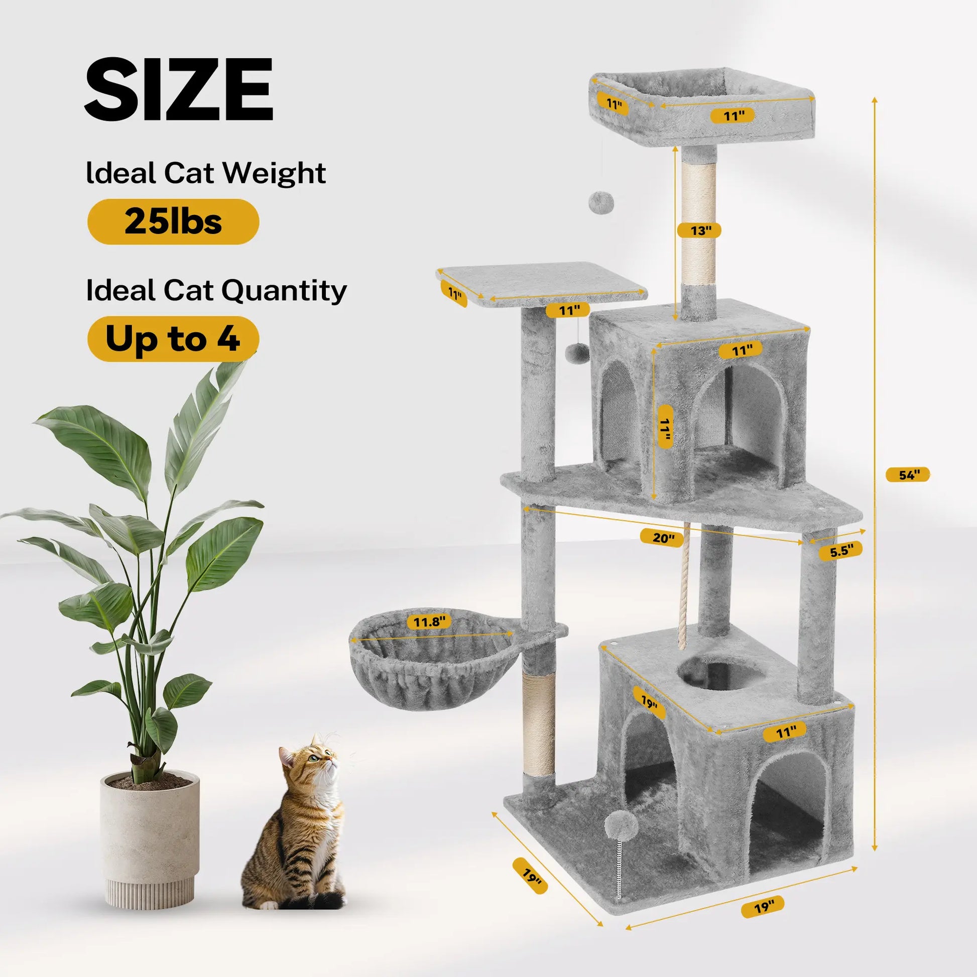 Elegant Cat Tree Tower with Green Leaves - Cozy Plush Condo & Scratching Posts - Purr-fect Indoor Furniture for Your Feline Friend