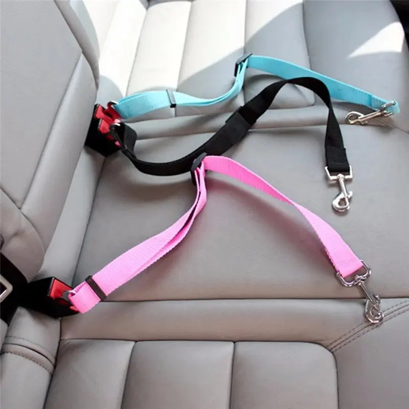Adjustable Pet Car Seat Belt for Dogs and Cats - Safe Vehicle Harness Lead Clip, Traction Collar, and Accessories