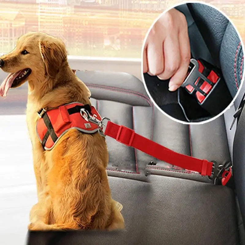 Adjustable Pet Car Seat Belt for Dogs and Cats - Safe Vehicle Harness Lead Clip, Traction Collar, and Accessories