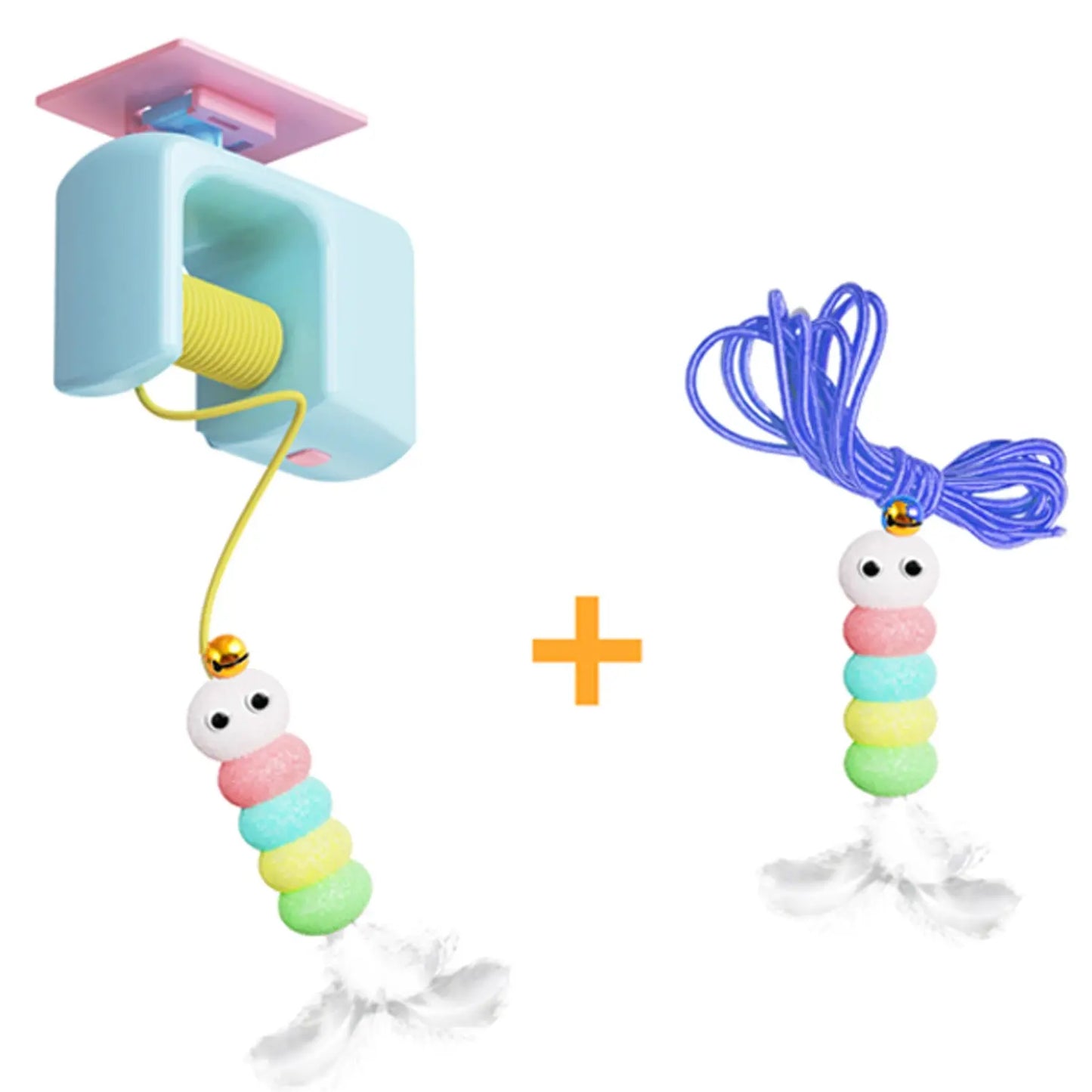 Electric Interactive Cat Feather Toy with 2 Replacement Heads - Rechargeable Motorized Teaser for Indoor Kittens and Cats, Promoting Mental and Physical Stimulation